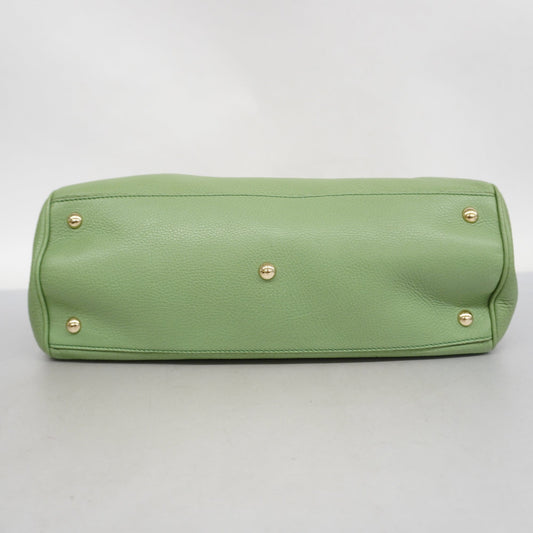 Luxury Gucci  Bamboo 2way Bag 323660 Leather Handbag,Shoulder Bag Light Green