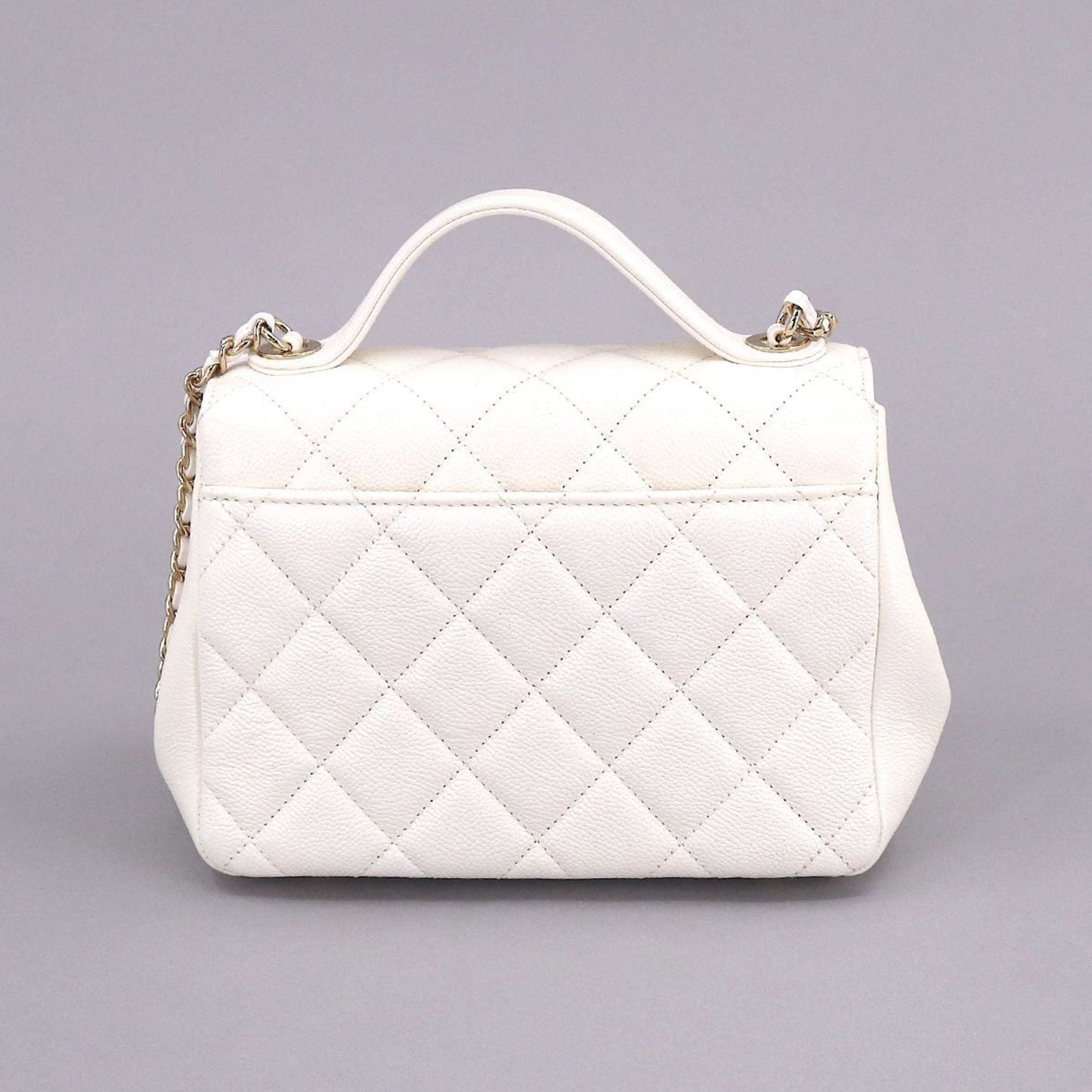 Luxury Chanel Matelasse Business Affinity 2way Hand Shoulder Bag Caviar Skin White A93607