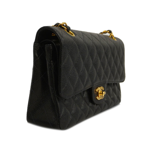 CHANEL  Matelasse W Flap W Chain Lambskin Women's Leather Shoulder Bag Black