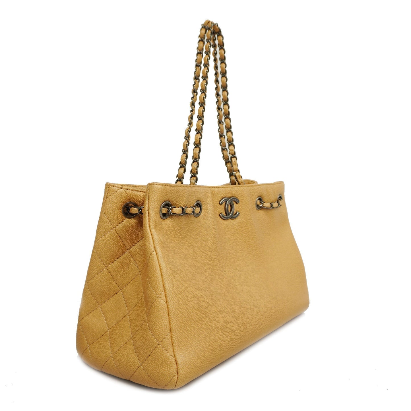 CHANEL[3ca0362]   tote bag chain shoulder caviar skin beige