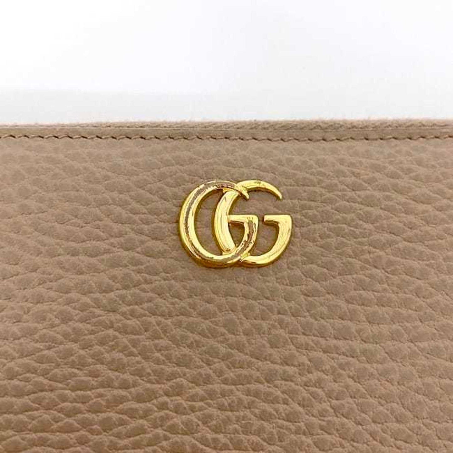 Luxury Gucci Round Long Wallet Pink Beige Gold Marmont 456117 Leather  GG Women's