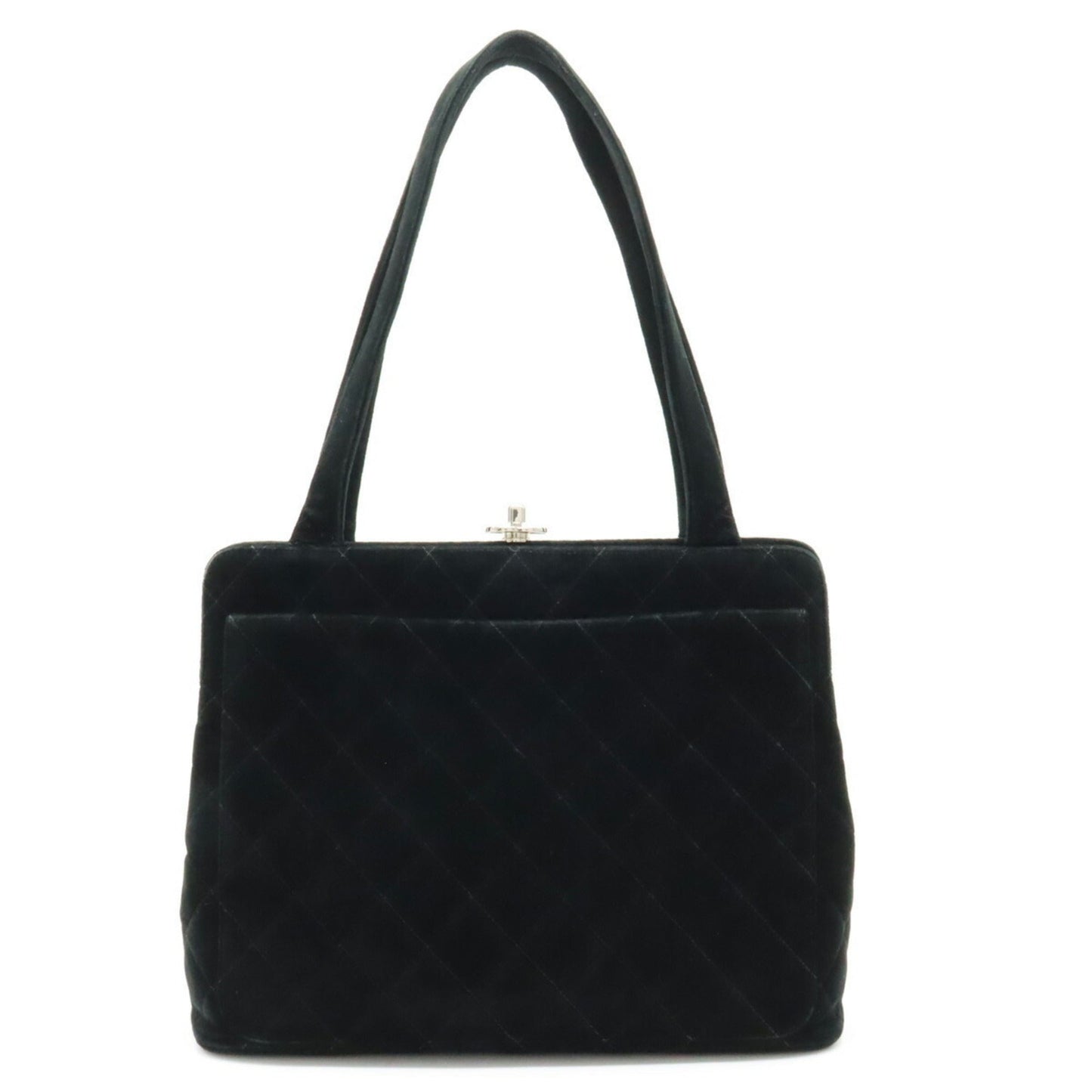 Luxury Chanel Velor Matelasse Shoulder Bag Tote Black
