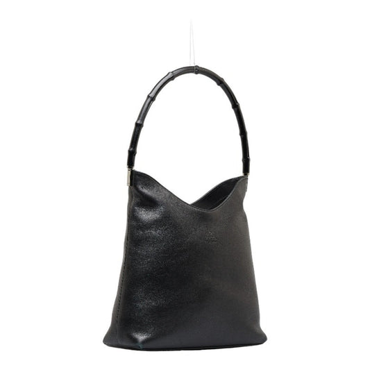 Luxury Gucci Bamboo One Shoulder Bag 001 3244 Black Leather Women's