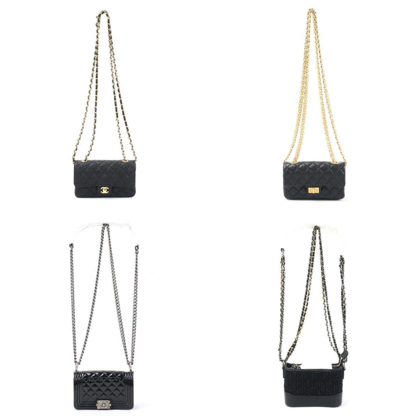 Luxury Chanel Diagonal Shoulder Bag Trunk Mini 4 Piece Set Success Story Leather Black Women's