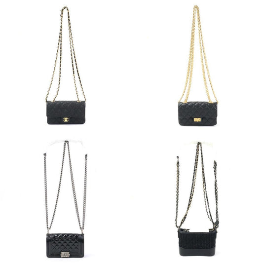 Luxury Chanel Diagonal Shoulder Bag Trunk Mini 4 Piece Set Success Story Leather Black Women's