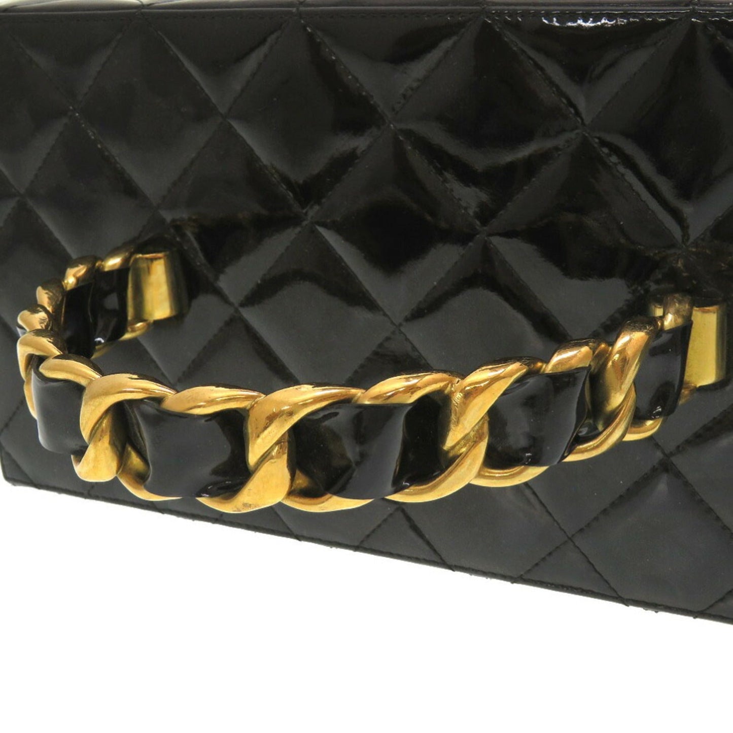 Luxury Chanel Matelasse Enamel Black Cocomark Turnlock Vanity Bag
