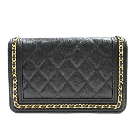 Luxury Chanel [] 19 Chain Shoulder Bag Black/G Metal Fittings Caviar Skin Women's Men's