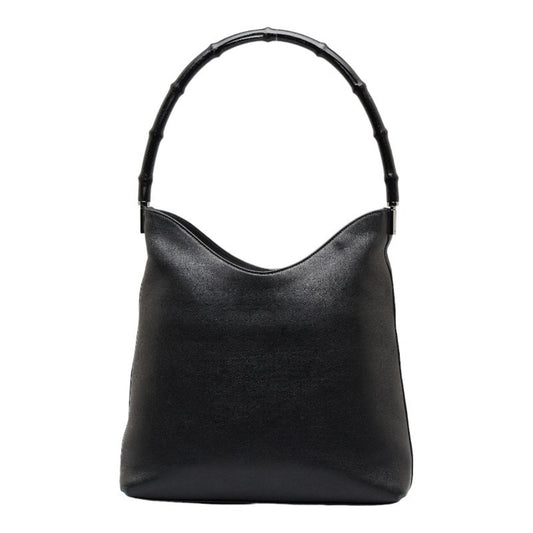 Luxury Gucci Bamboo One Shoulder Bag 001 3244 Black Leather Women's