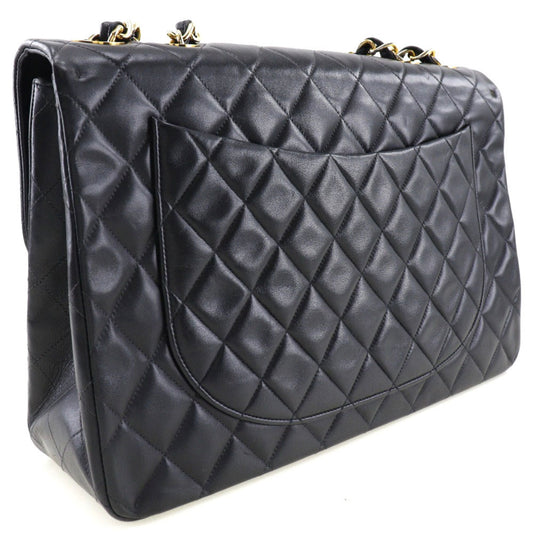 Luxury Chanel Big Matrasse 34 Chain Shoulder A01094 Lambskin Black/Gold Hardware Women's Bag