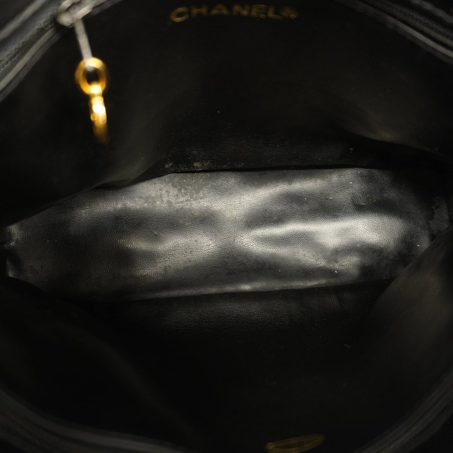 CHANEL  Matelasse Chain Shoulder With Fringes Leather Shoulder Bag Black