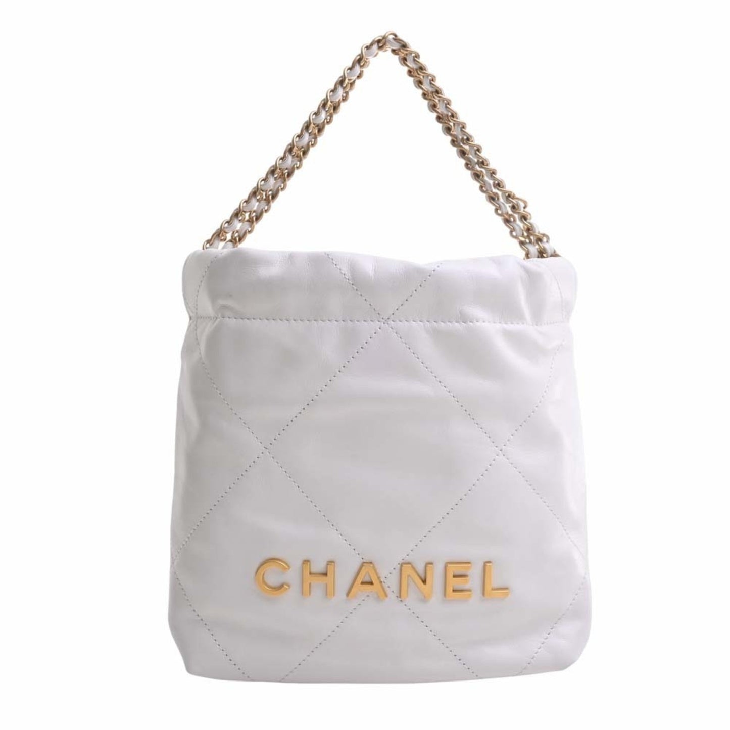 Luxury Chanel Leather 22 Handbag Chain Shoulder Bag White Ladies