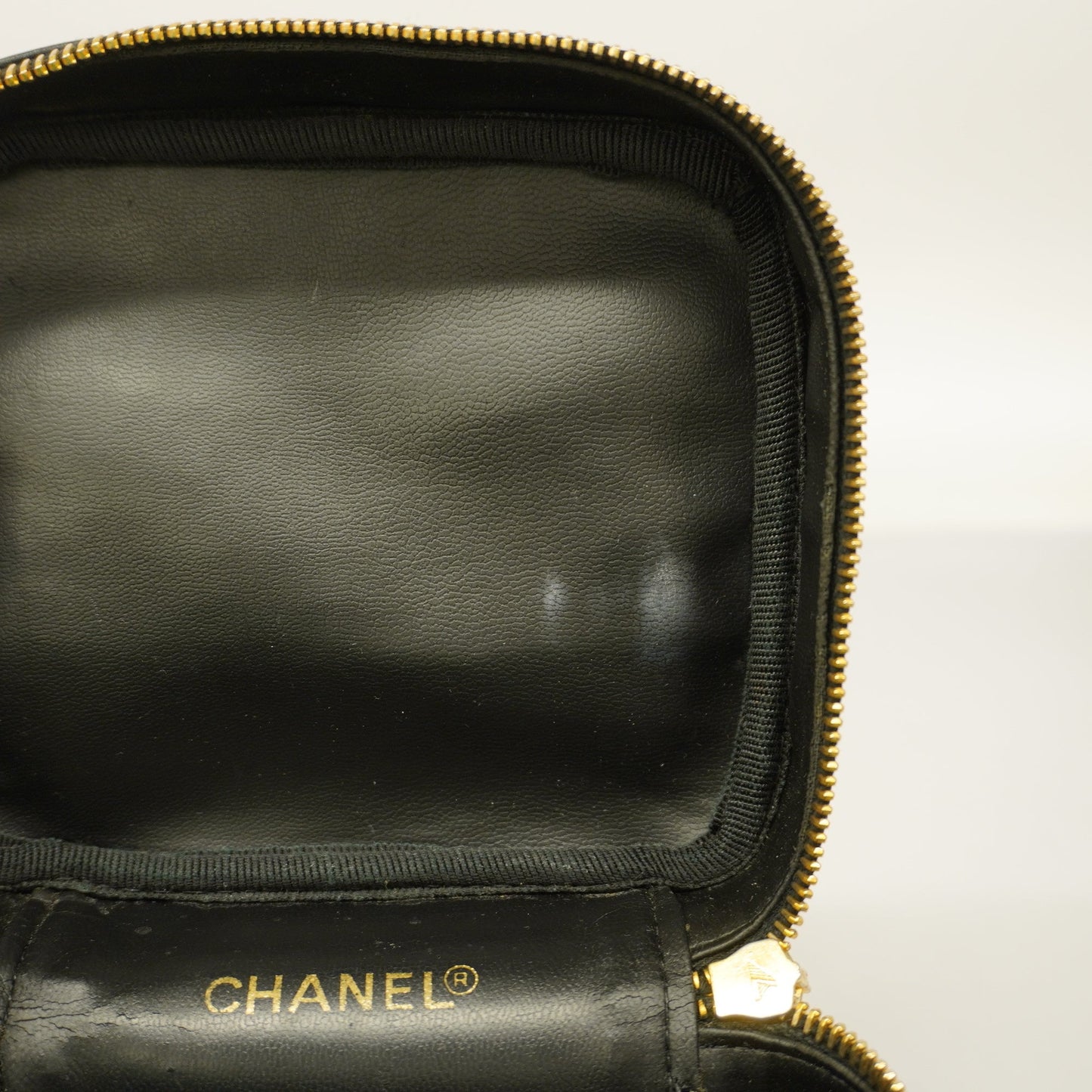 CHANEL  Bicolor Vanity Bag Women's Leather Vanity Bag Black