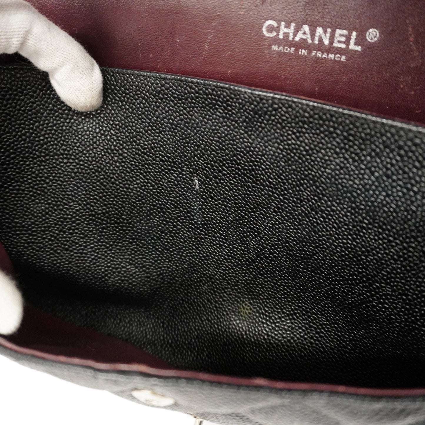 CHANEL  Matelasse W Flap W Chain Women's Caviar Leather Shoulder Bag Black