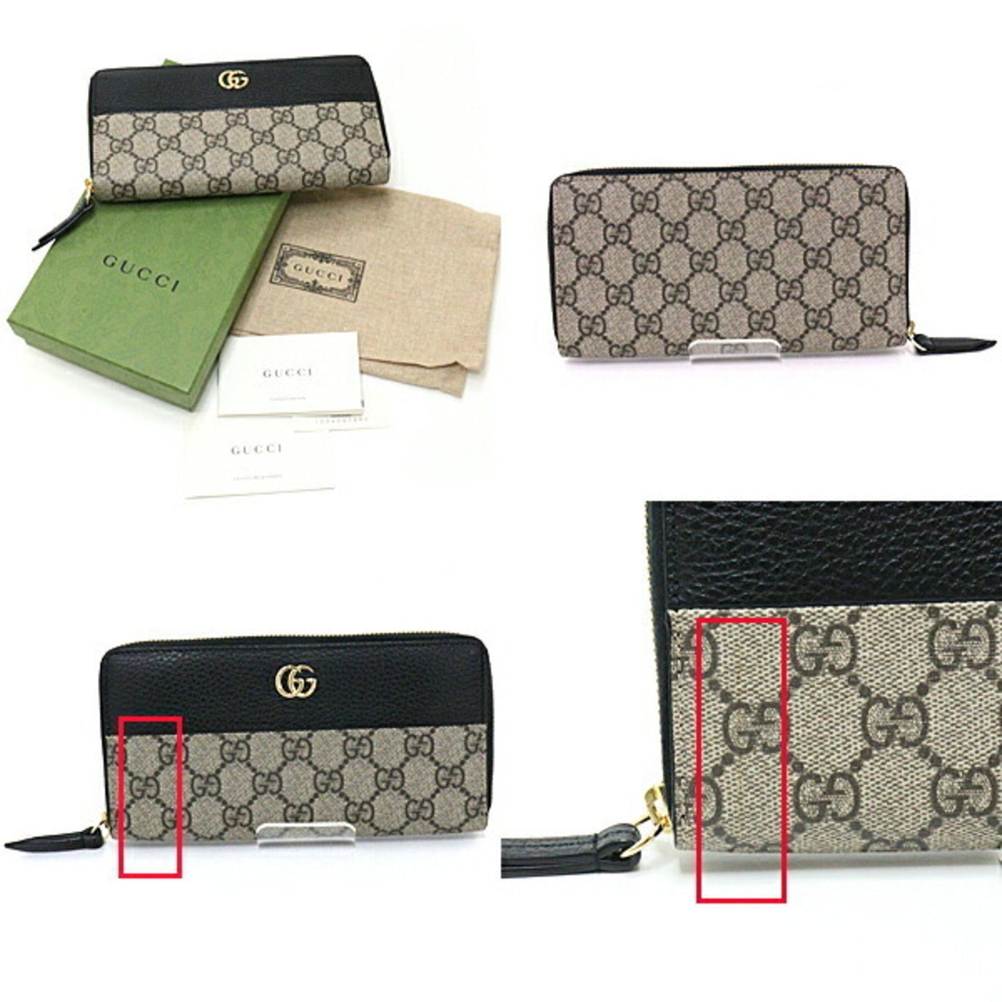 Luxury Gucci GG Marmont zip around round long wallet double G 456117 17WAG 1283