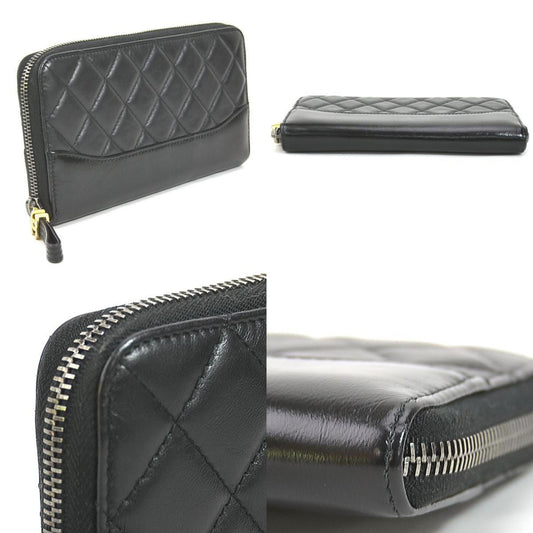 Luxury Chanel Round Zipper Long Wallet Leather Black Women's A84388 99553a