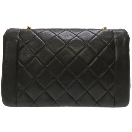 Luxury Chanel Diana Matelasse 25 Lambskin Black Gold Chain Shoulder Bag Coco Mark
