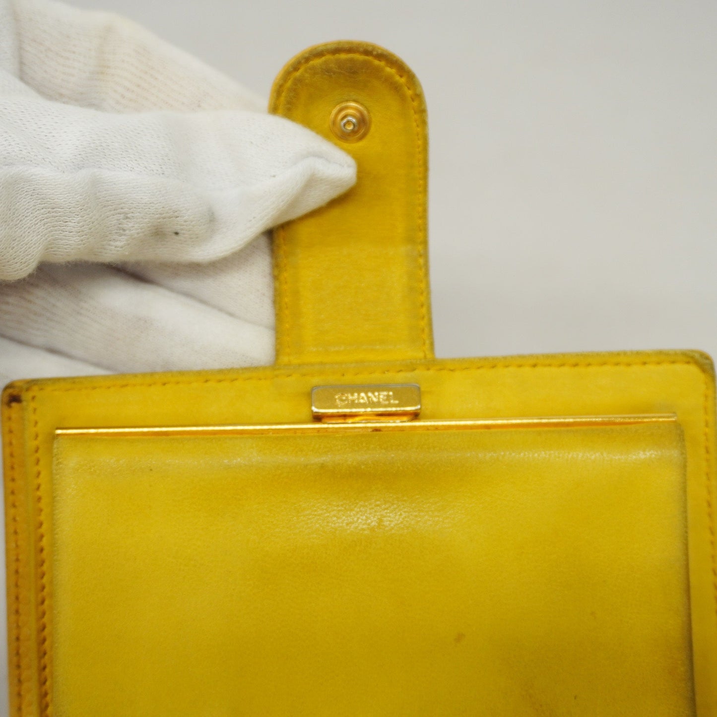 CHANEL  Wallet Gold Hardware Women's Caviar Leather Yellow