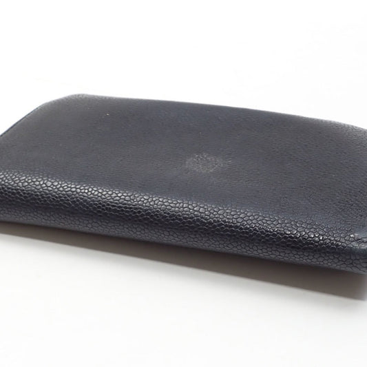 Luxury Chanel Bifold Long Wallet Women's Black Caviar Skin Coco Mark