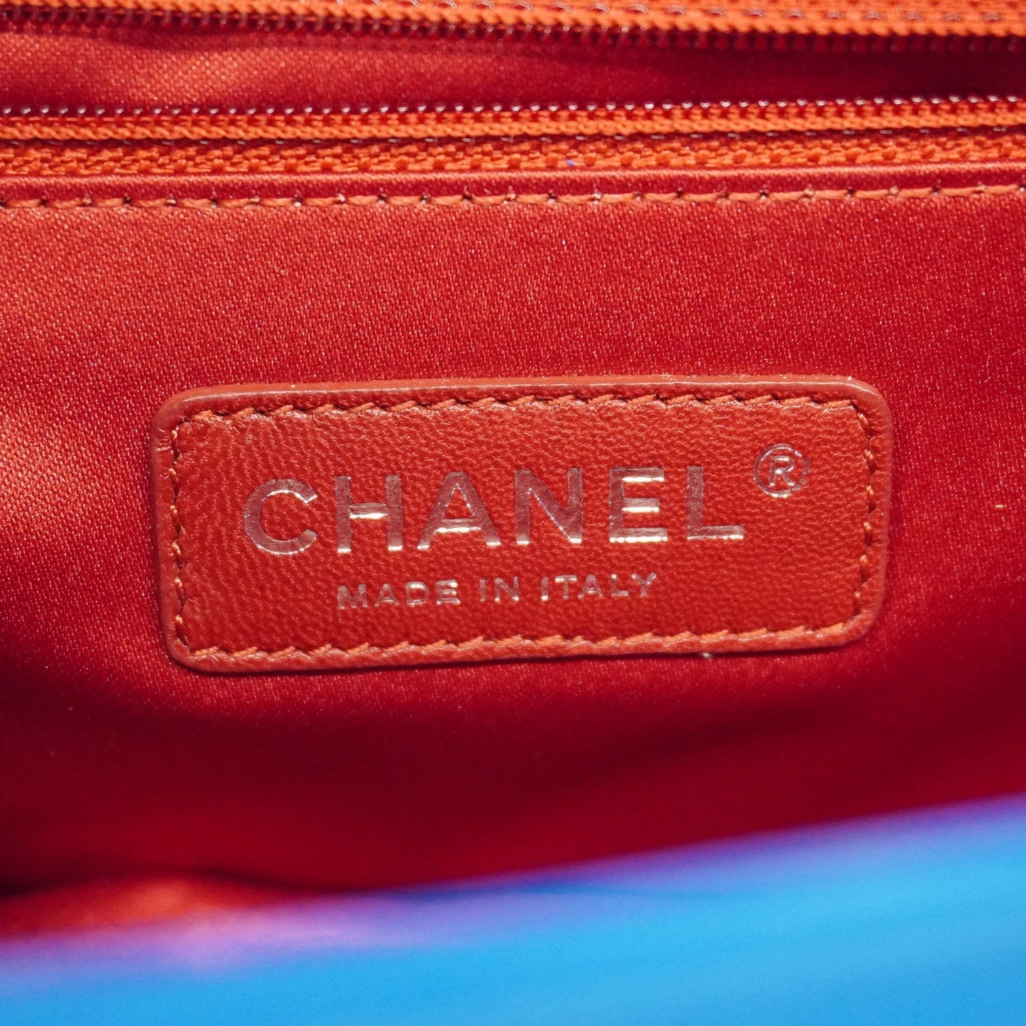 CHANEL  W Chain Women's Patent Leather Shoulder Bag Blue