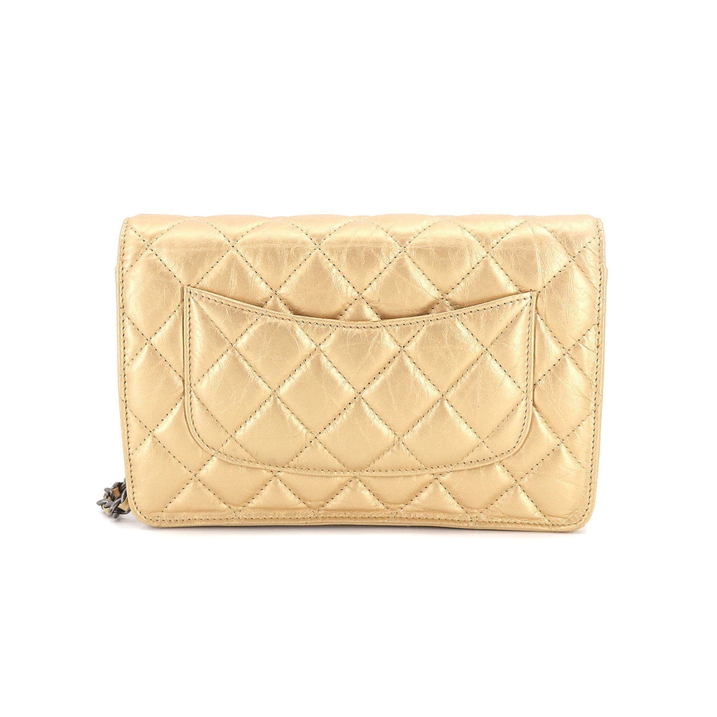 Luxury Chanel 2.55 Chain Wallet Long Leather Gold Vintage Silver Hardware