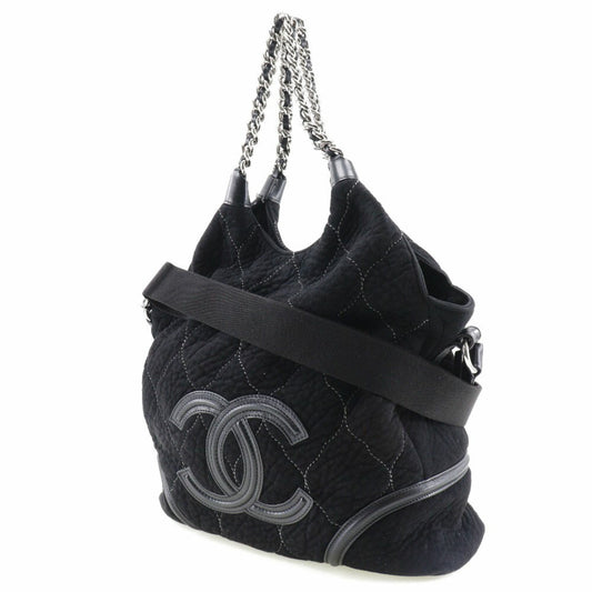 Luxury Chanel Coco Mark Handbag 2WAY Shoulder A40394 Mouton Black/Silver Hardware Women's
