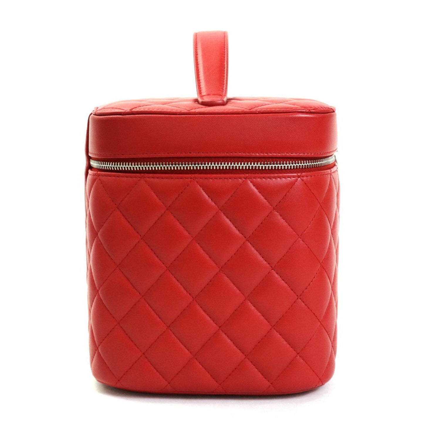 Luxury Chanel Handbag Vanity Bag Matelasse Coco Mark Lambskin Red Women's A80913