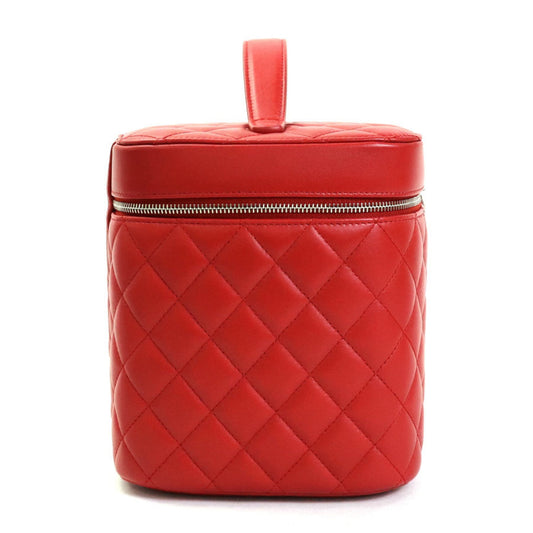 Luxury Chanel Handbag Vanity Bag Matelasse Coco Mark Lambskin Red Women's A80913