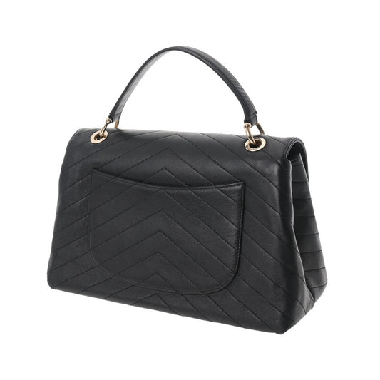 Luxury Chanel Chevron Black Ladies Calf Handbag