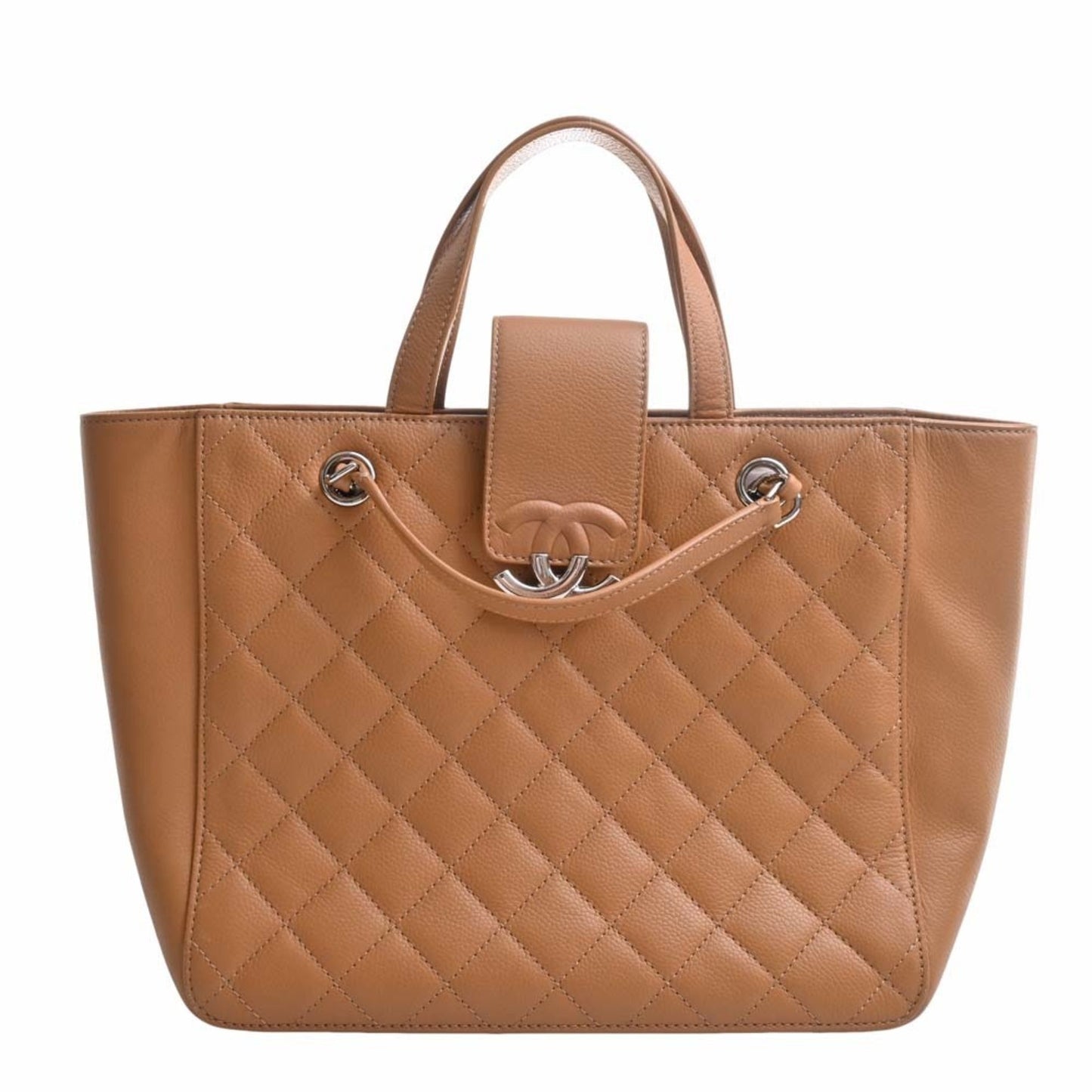 Luxury Chanel Caviar Skin Matelasse Coco Mark Handbag Brown Women's