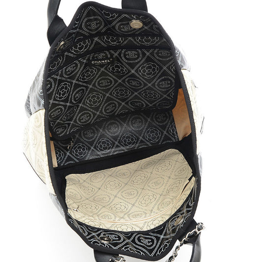 Luxury Chanel Camellia Large Tote Bag Coated Canvas Black/White A57161