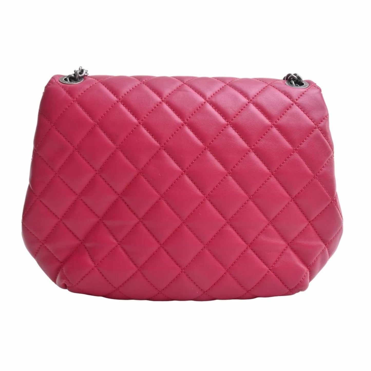 Luxury Chanel Lambskin Matelasse Coco Mark Chain Shoulder Bag Red Ladies