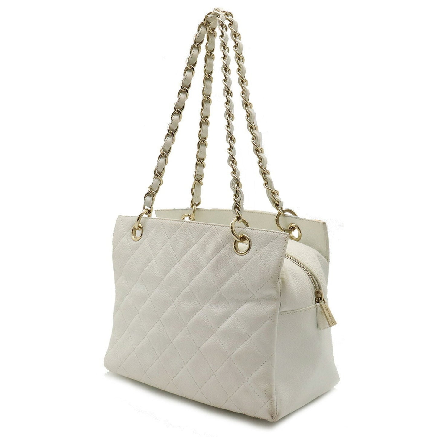 Luxury Chanel matelasse chain tote bag shoulder caviar skin leather white