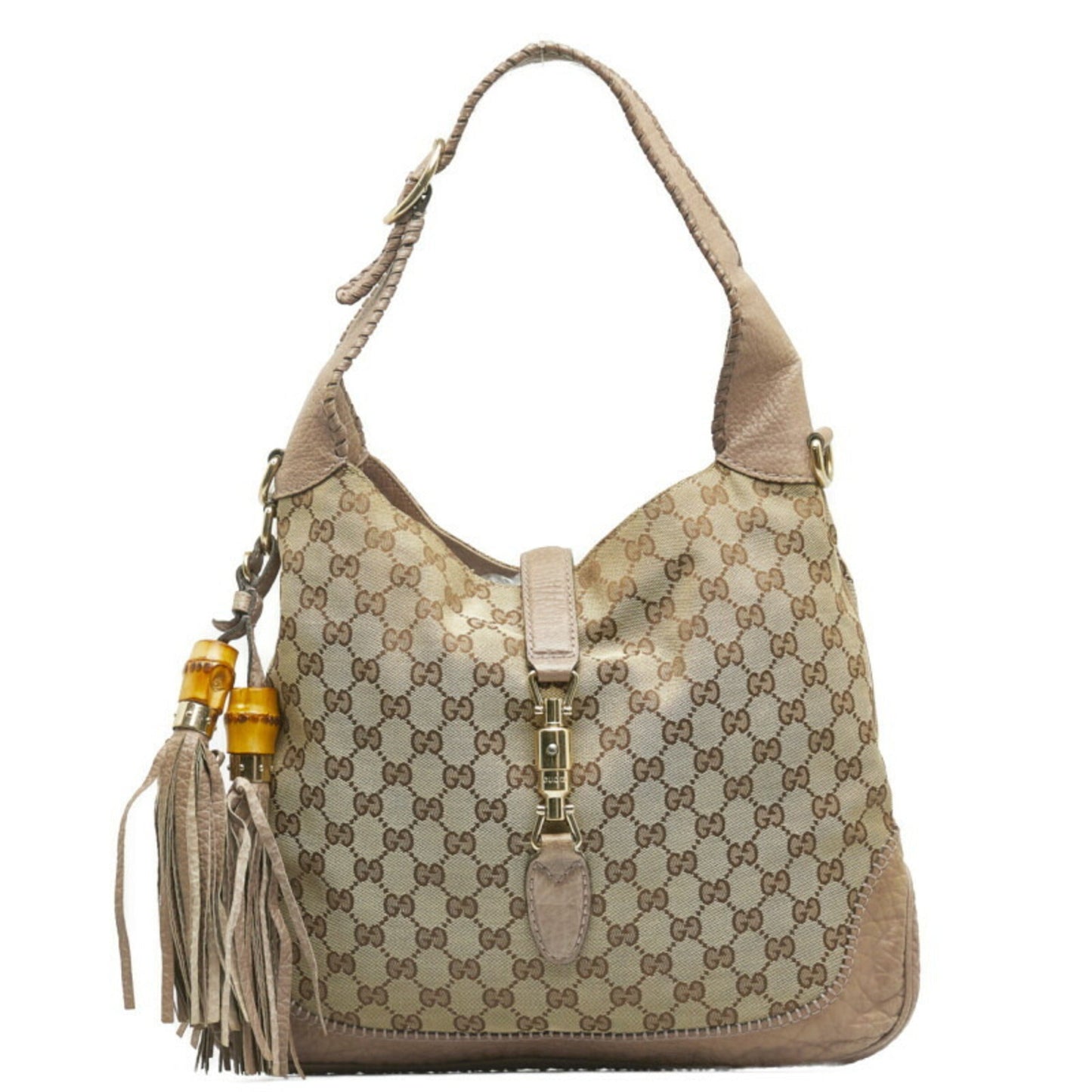 Luxury Gucci New Jackie Bamboo Handbag Shoulder Bag 246907 Beige Leather Ladies