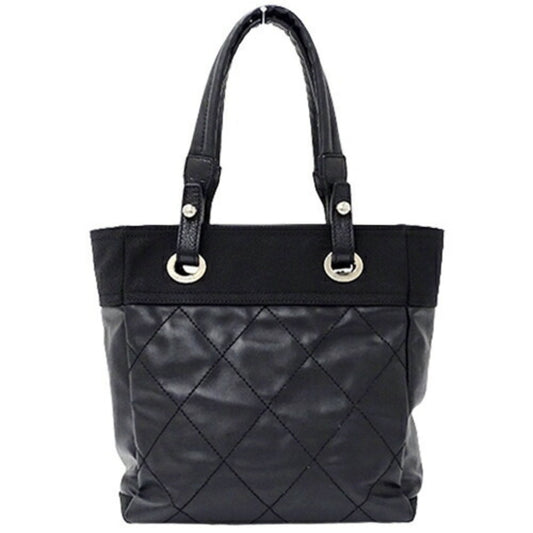 Luxury Chanel Bag Paris Biarritz Women's Tote Coated Canvas Black