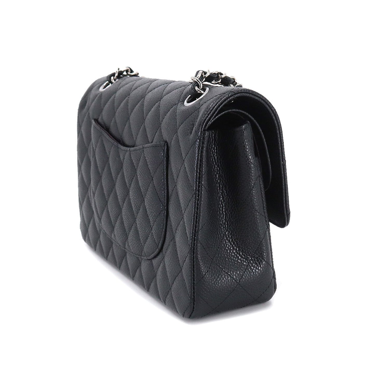 Luxury Chanel Matelasse 25 Chain Shoulder Bag Caviar Skin Leather Black A01112 Silver Hardware