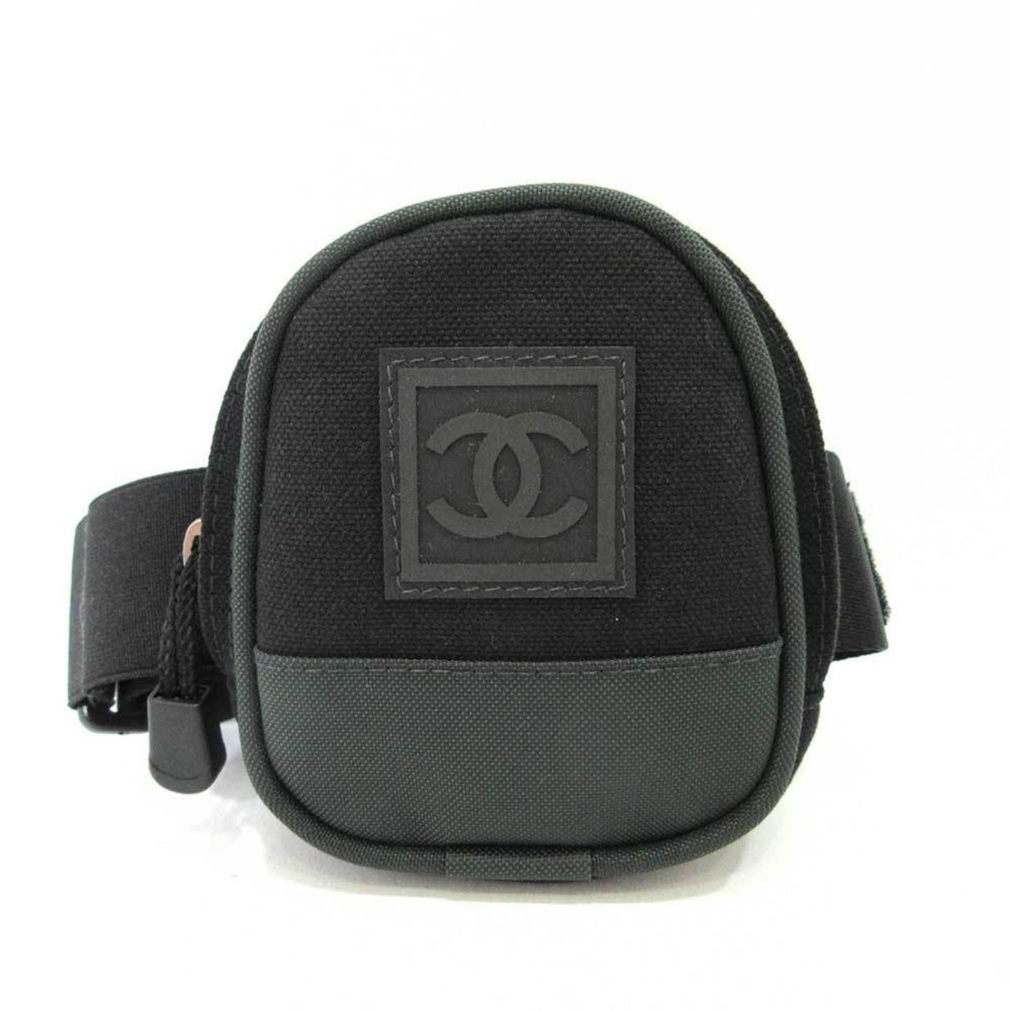 Luxury Chanel Accessory Sports Line Arm Pouch Black Mini Coco Mark Men's Women's Rubber Canvas