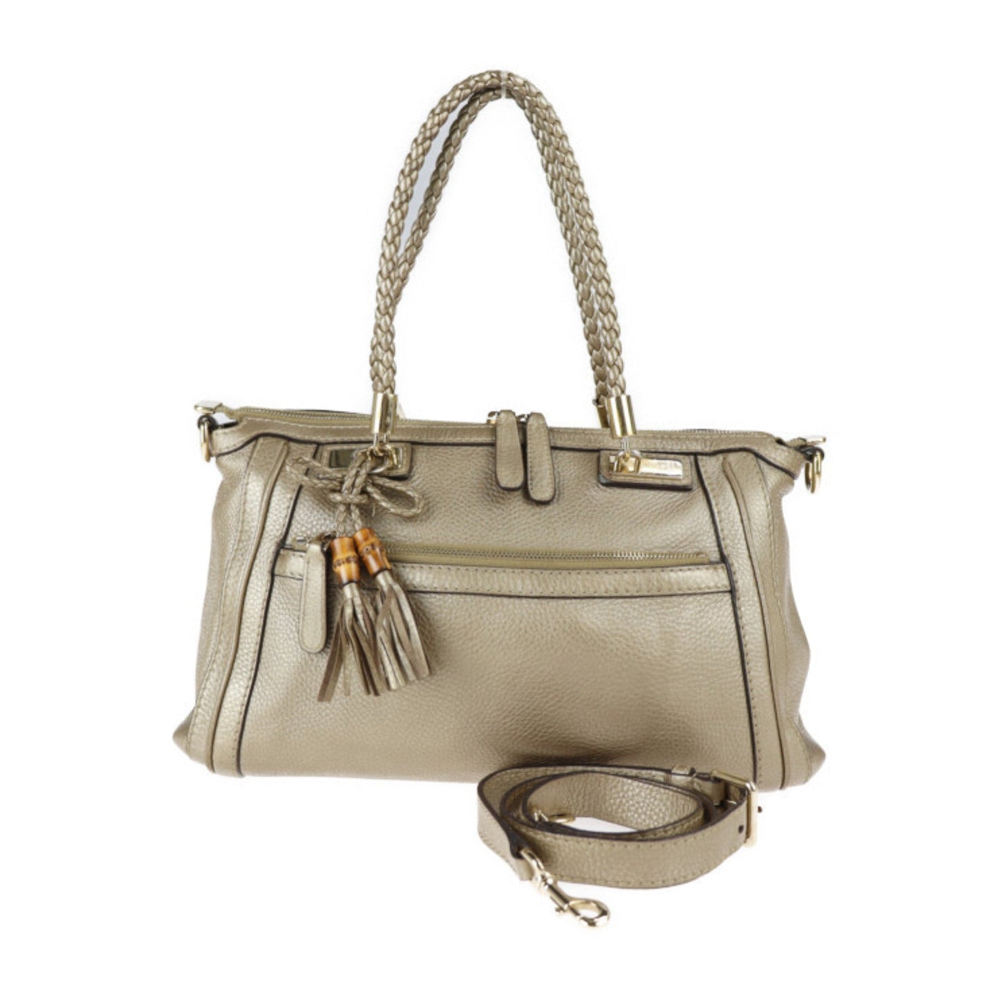 Luxury Gucci bamboo handbag 282300 leather gold tassel 2WAY shoulder tote bag