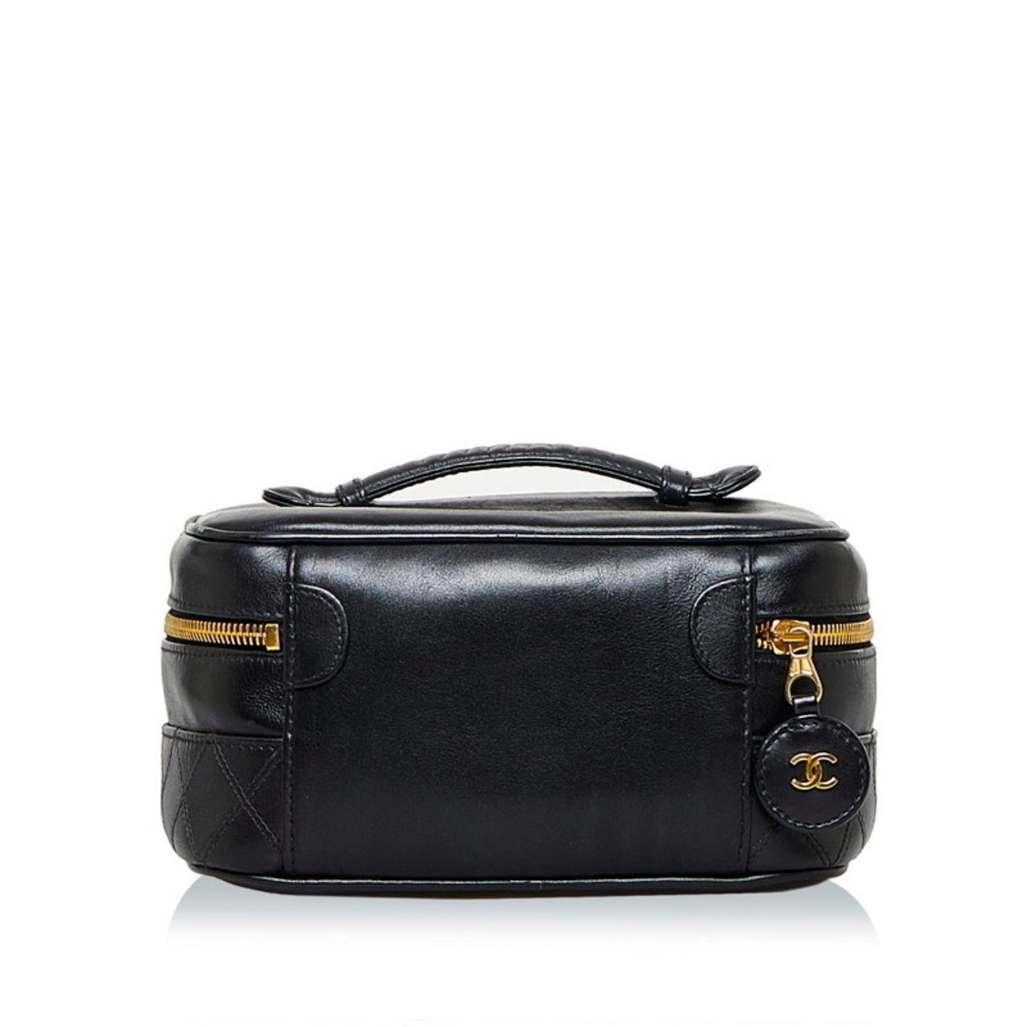 Luxury Chanel Cocomark Bicolore Vanity Bag Handbag Black Lambskin Ladies
