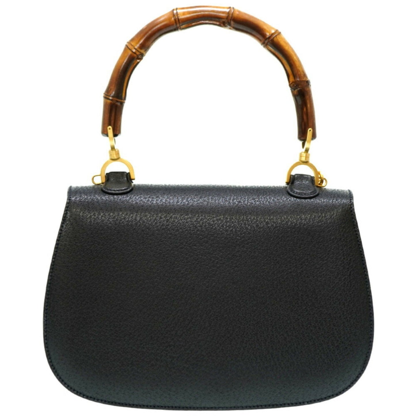 Luxury Gucci bamboo leather shoulder hand bag black with strap