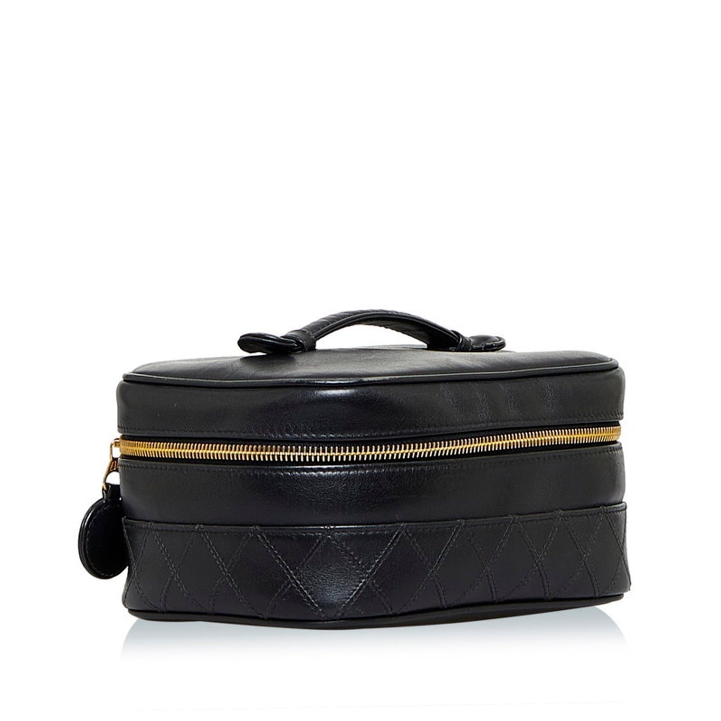 Luxury Chanel Cocomark Bicolore Vanity Bag Handbag Black Lambskin Ladies