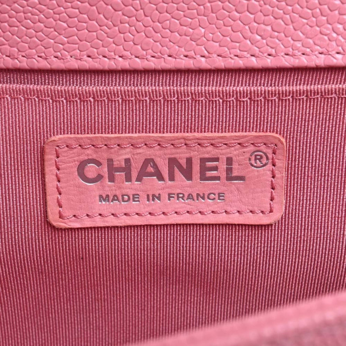 CHANEL Caviar Skin V Stitch Boy  Coco Mark Chain Shoulder Bag Pink Ladies