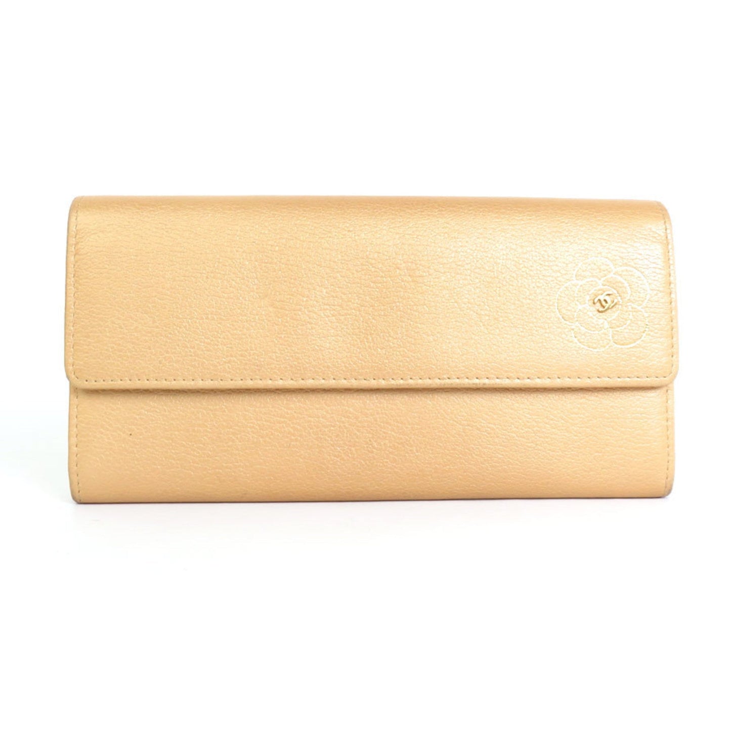 Luxury Chanel long wallet butterfly camellia leather gold ladies 55186f