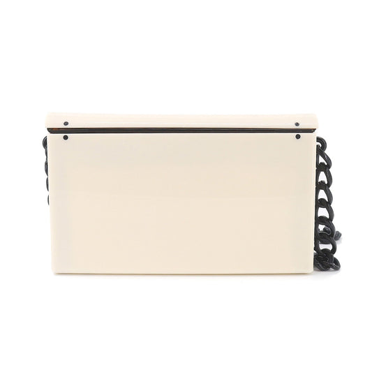 Luxury Chanel Bicolor Chain Shoulder Bag Plastic Black White Coco Mark Vintage