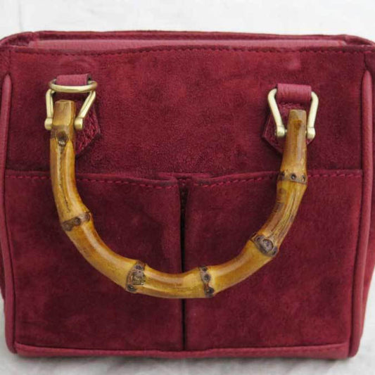 Luxury Gucci 2way Bag Bamboo Red Suede Leather Mini Handbag Shoulder Ladies