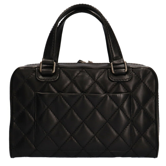 Luxury Chanel wild stitch handbag leather black ladies