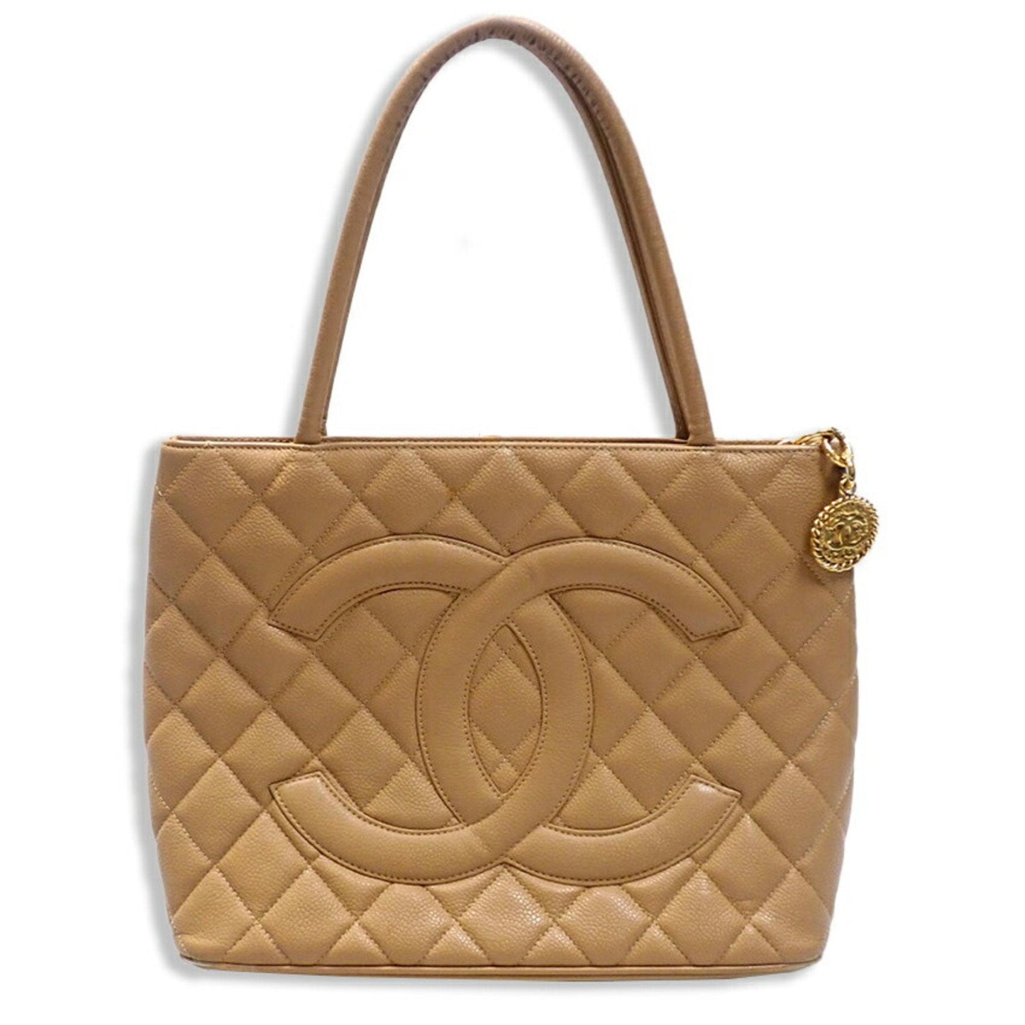 Luxury Chanel Reproduction Caviar Skin No. 8 Beige Tote Bag
