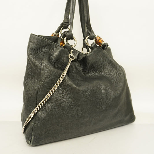 Luxury Gucci  Bamboo Tote Bag 232942 Women's Leather Tote Bag Black