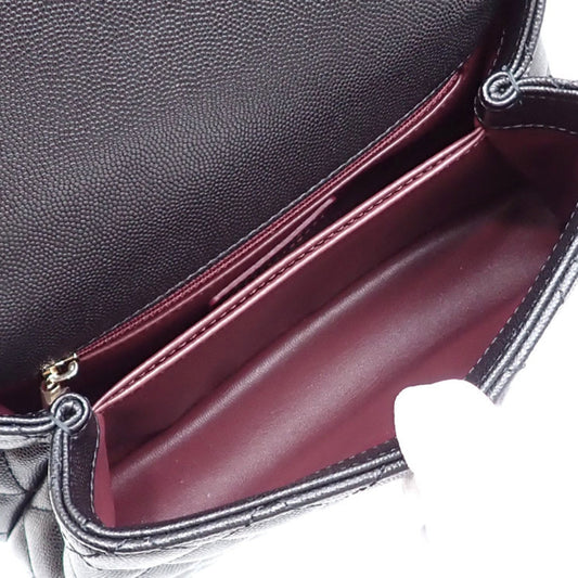 Luxury Chanel Handbag Matelasse Coco Handle XXS Women's Black Caviar Skin AS2215