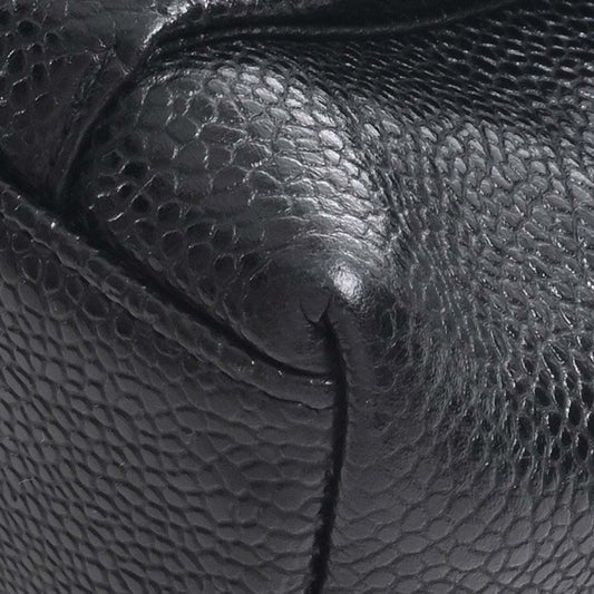 Luxury Chanel Caviar Skin Coco Mark Chain Tote Bag Black Ladies