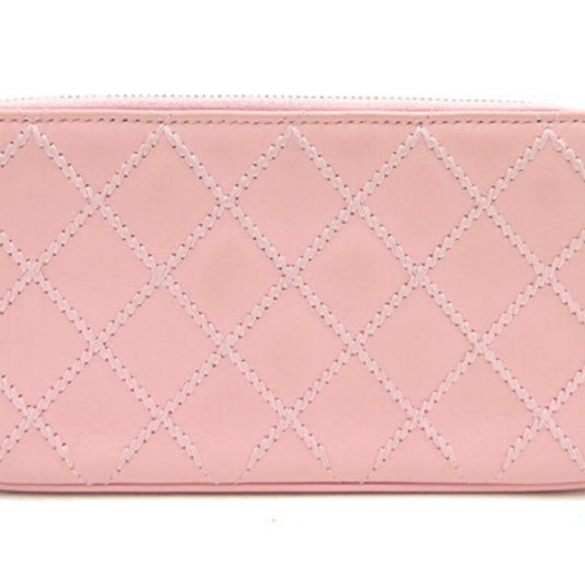 Luxury Chanel Chain Wild Stitch A82527 Pink Leather Shoulder Women's Bag Matelasse Quilting Cocomark Long Wallet